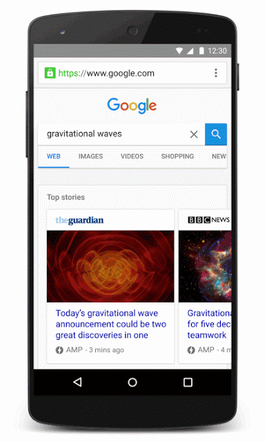 How AMP looks like when launching a Google search